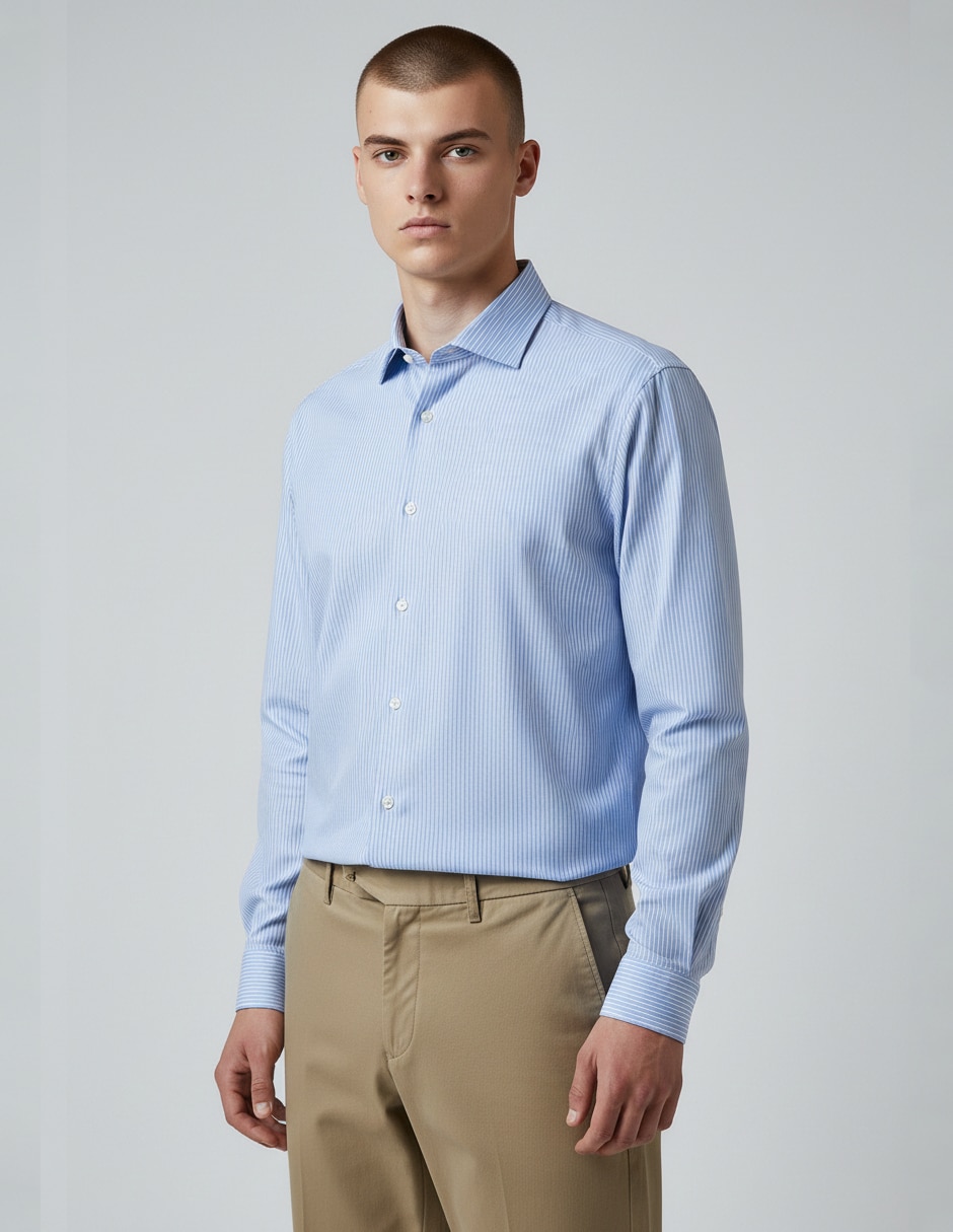 Camisa de vestir de algodón manga larga para hombre