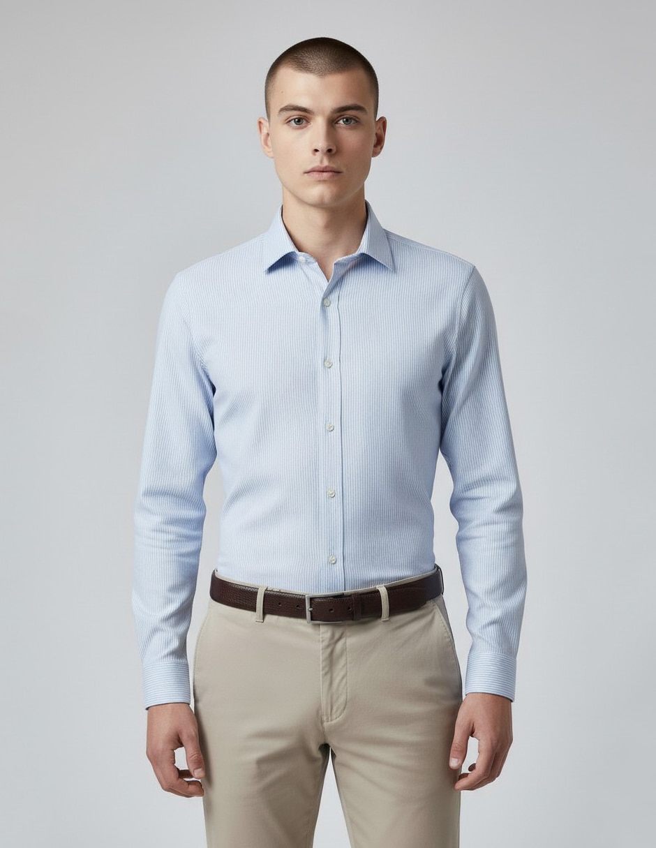Camisa de vestir de algodón manga larga para hombre