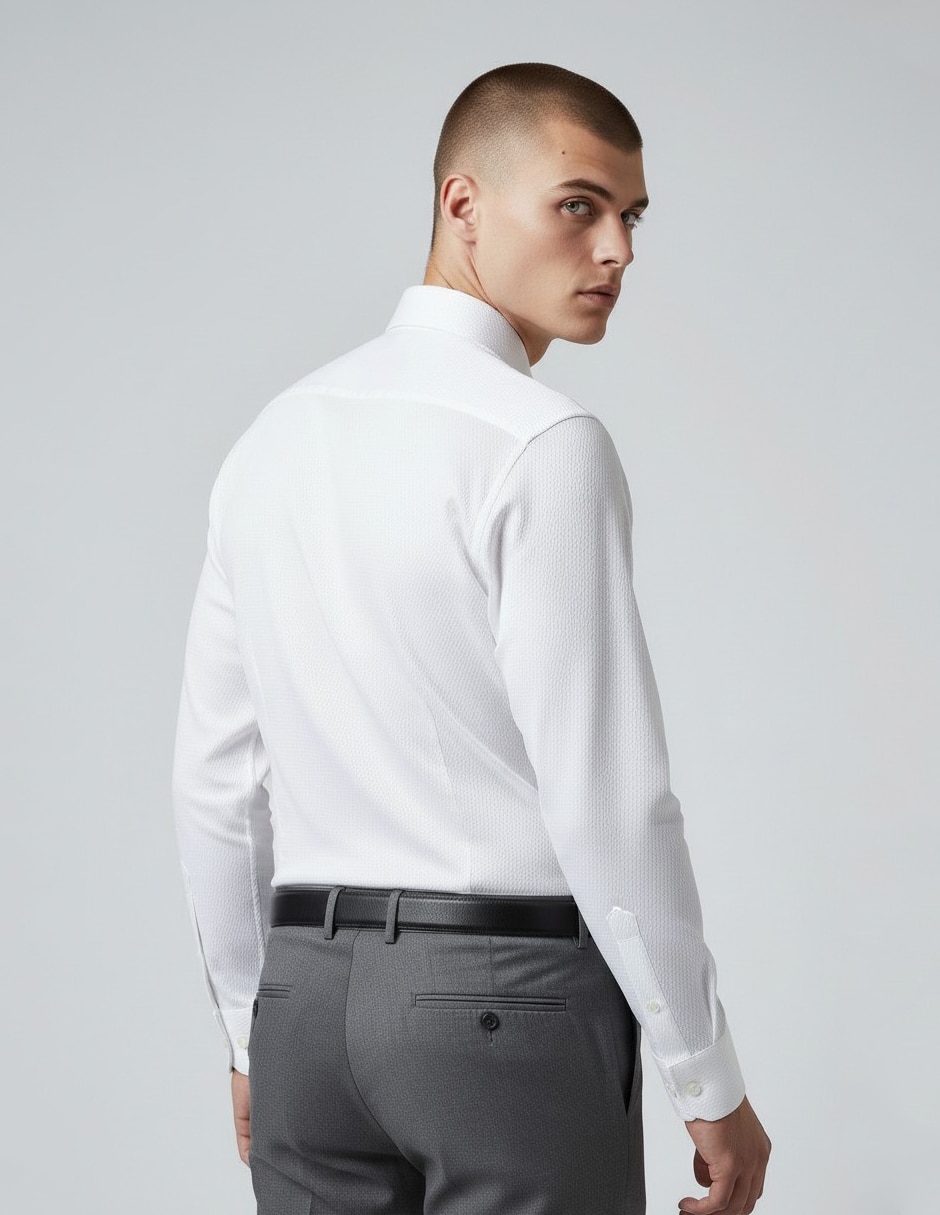 Camisa formal de algodón manga larga para hombre 4