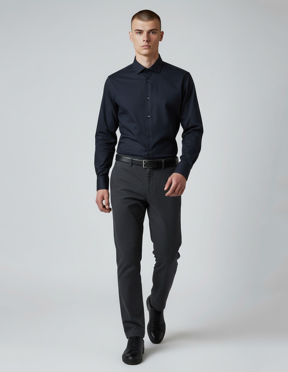 Camisa formal de algodón manga larga para hombre 2