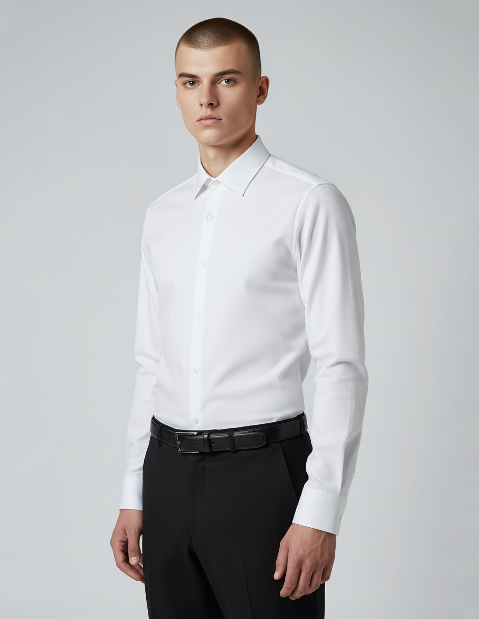 Camisa de vestir de algodón manga larga para hombre