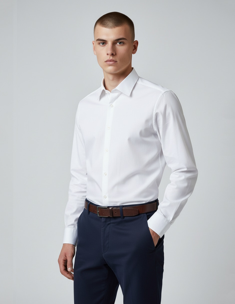 Camisa de vestir de algodón manga larga para hombre Camisa de vestir de algodón manga larga para hombre