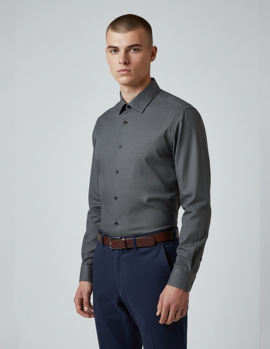 Camisa de vestir de algodón manga larga para hombre
