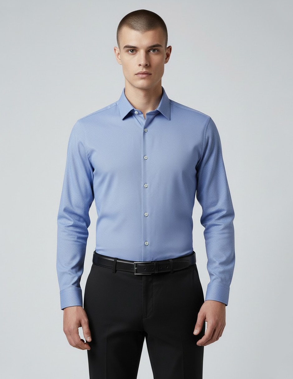 Camisa formal de algodón manga larga para hombre