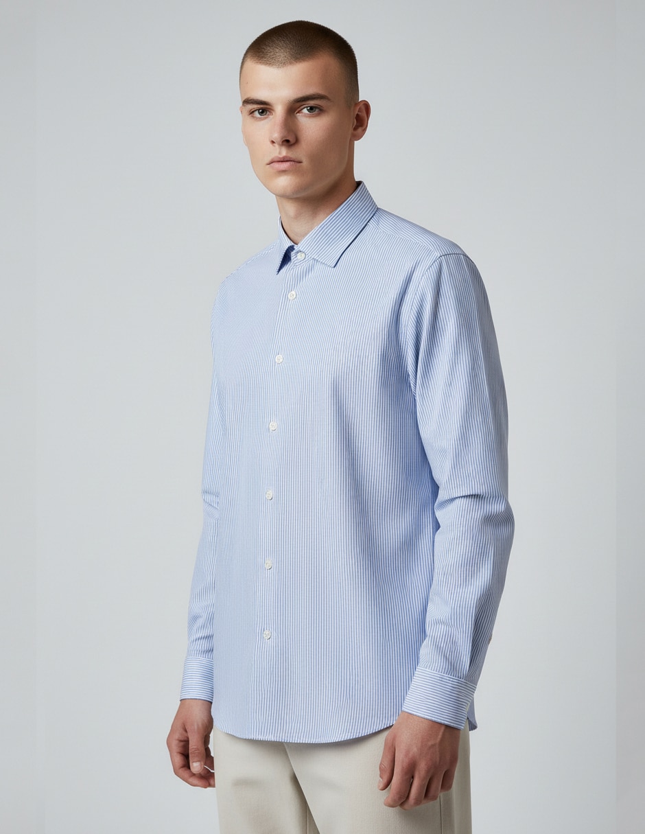 Camisa de vestir de algodón manga larga para hombre