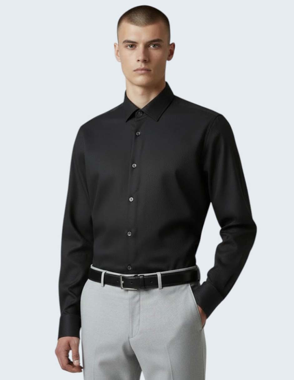 Camisa de vestir de algodón manga larga para hombre Camisa de vestir de algodón manga larga para hombre