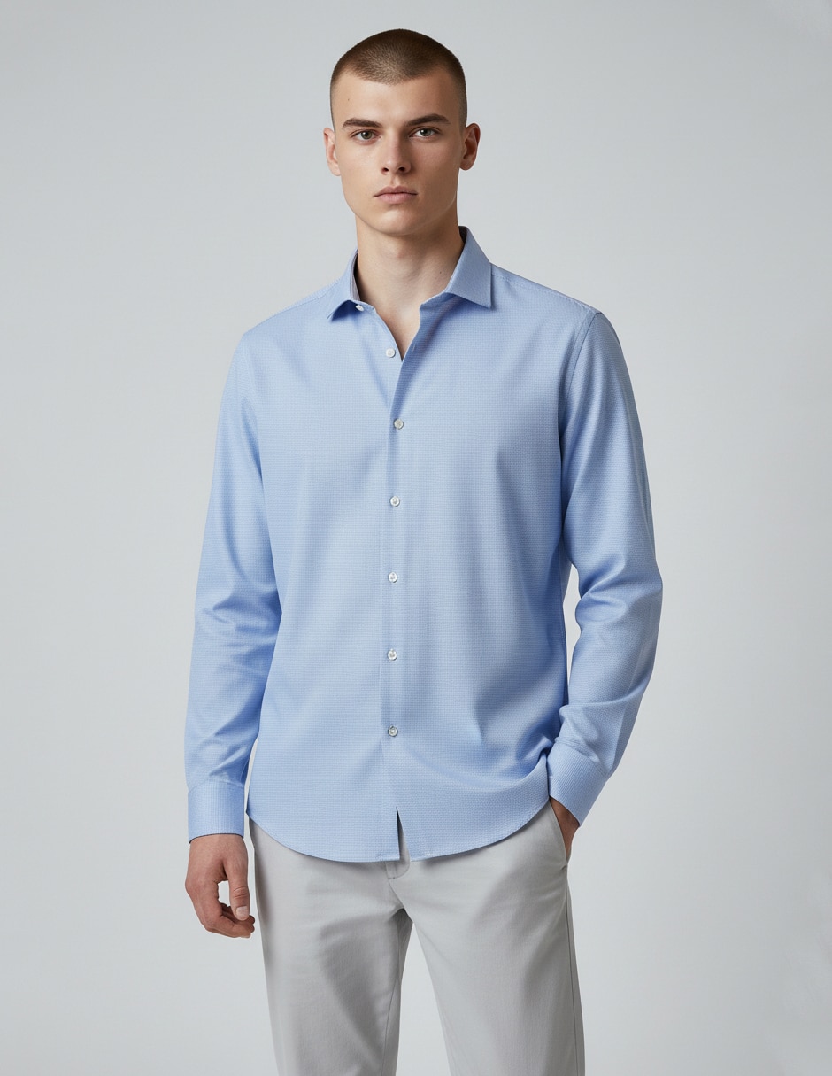 Camisa de vestir de algodón manga larga para hombre Camisa de vestir de algodón manga larga para hombre