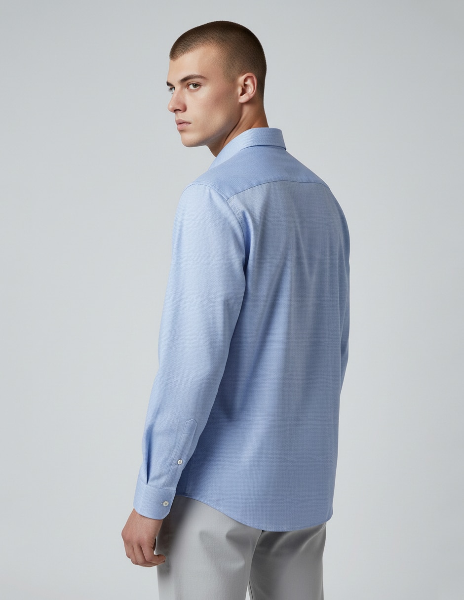 Camisa de vestir de algodón manga larga para hombre 4