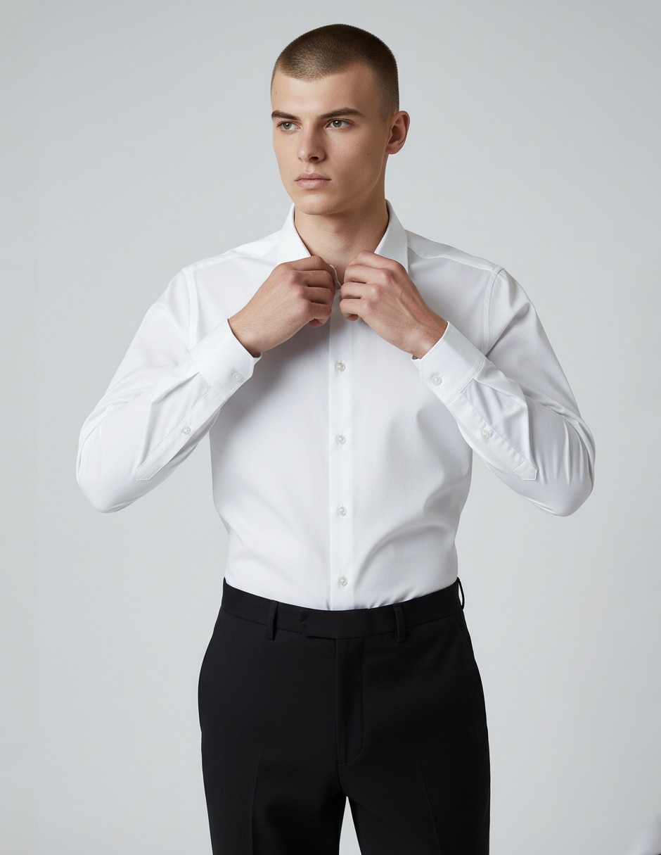 Camisa de vestir de algod—n manga larga para hombre