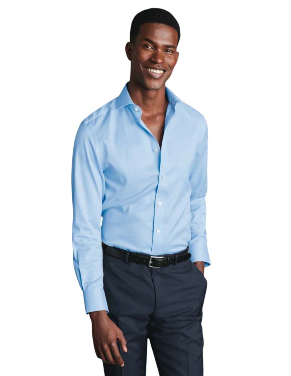 Camisa de vestir de algodón manga larga para hombre