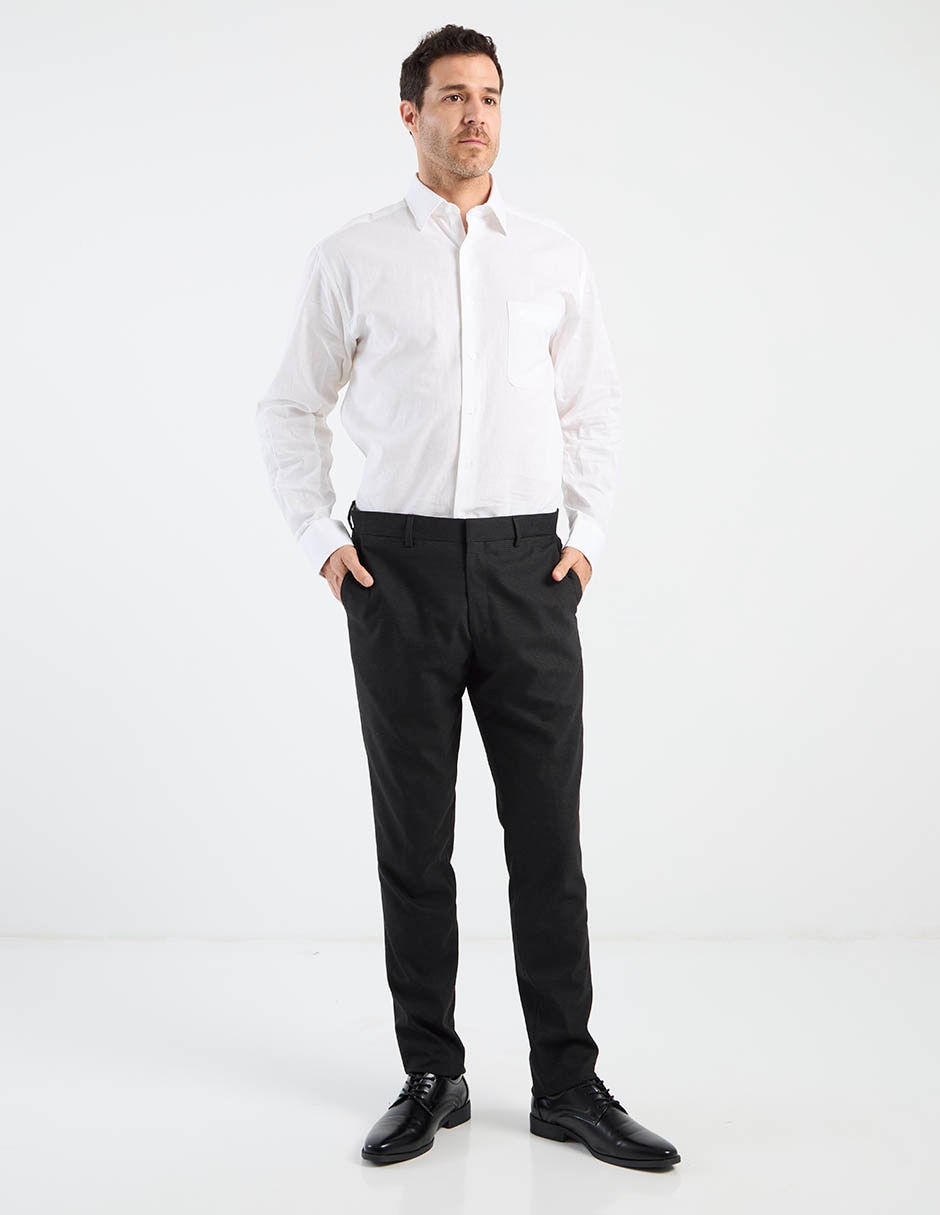 Camisa casual de algodón y lino manga larga para hombre 3
