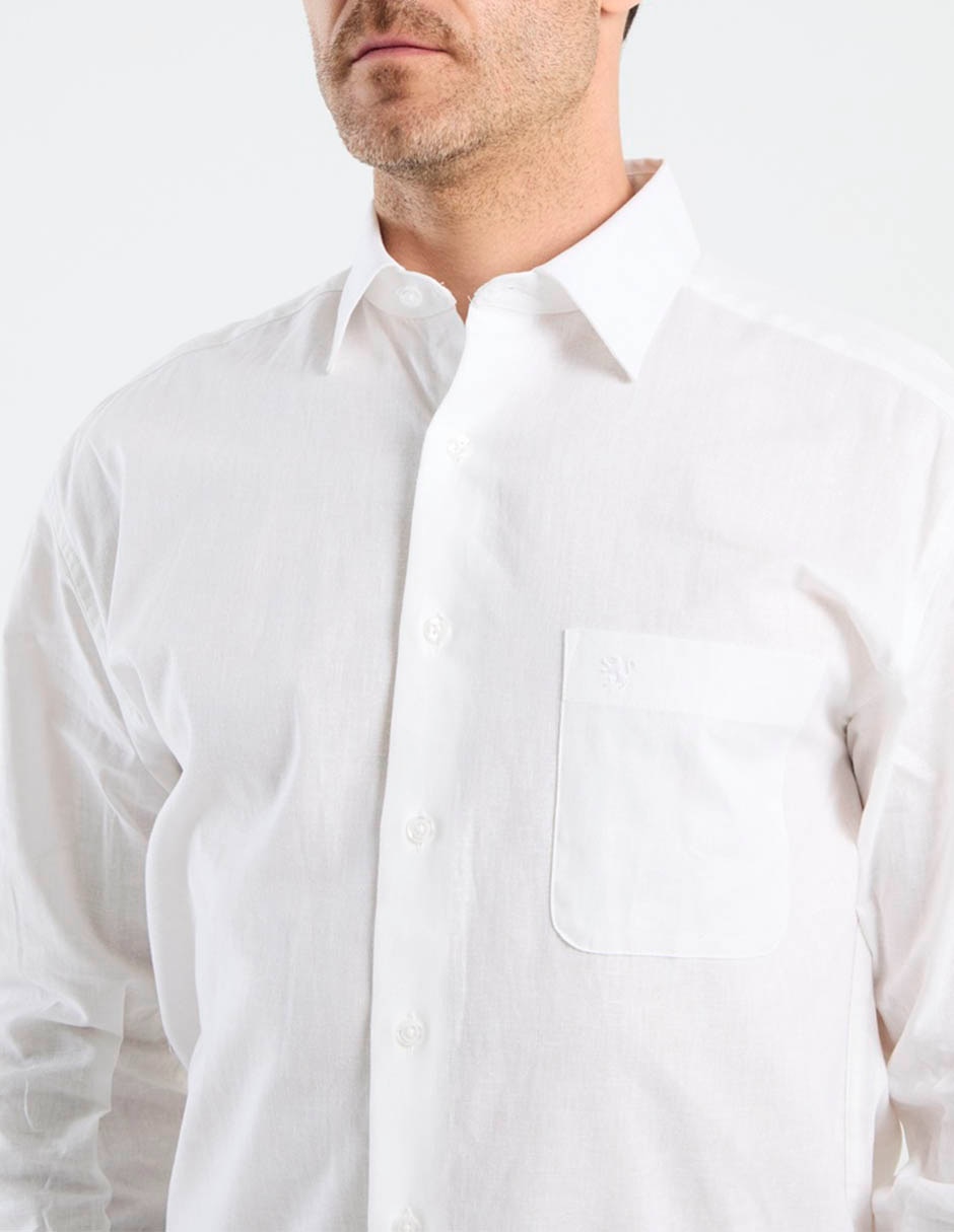 Camisa casual de algodón y lino manga larga para hombre 4