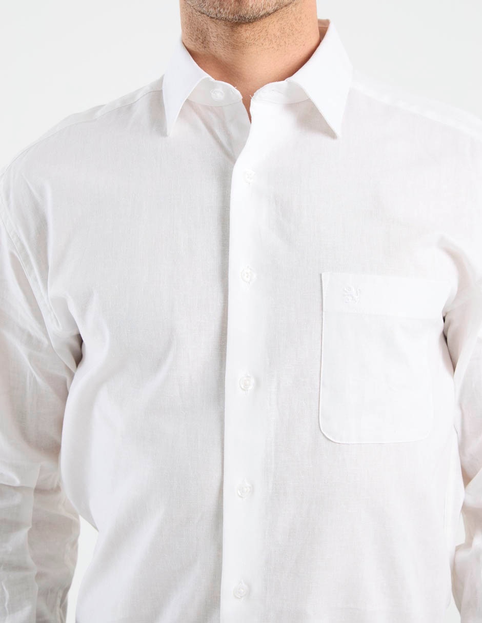 Camisa casual de algodón y lino manga larga para hombre 5