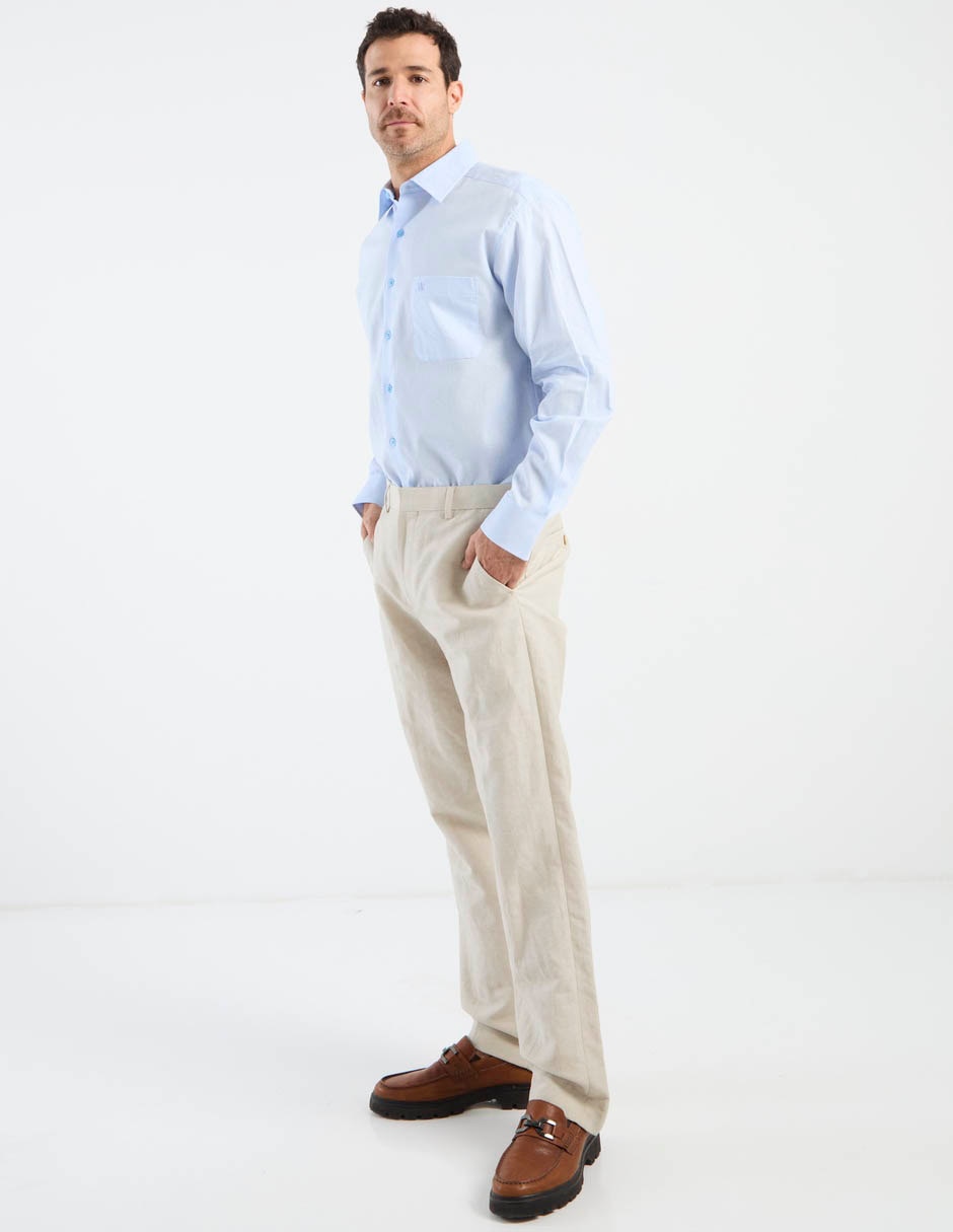 Camisa casual de algodón y lino manga larga para hombre 3