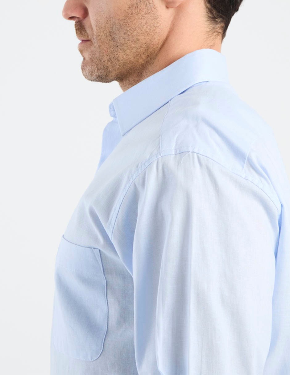 Camisa casual de algodón y lino manga larga para hombre 4