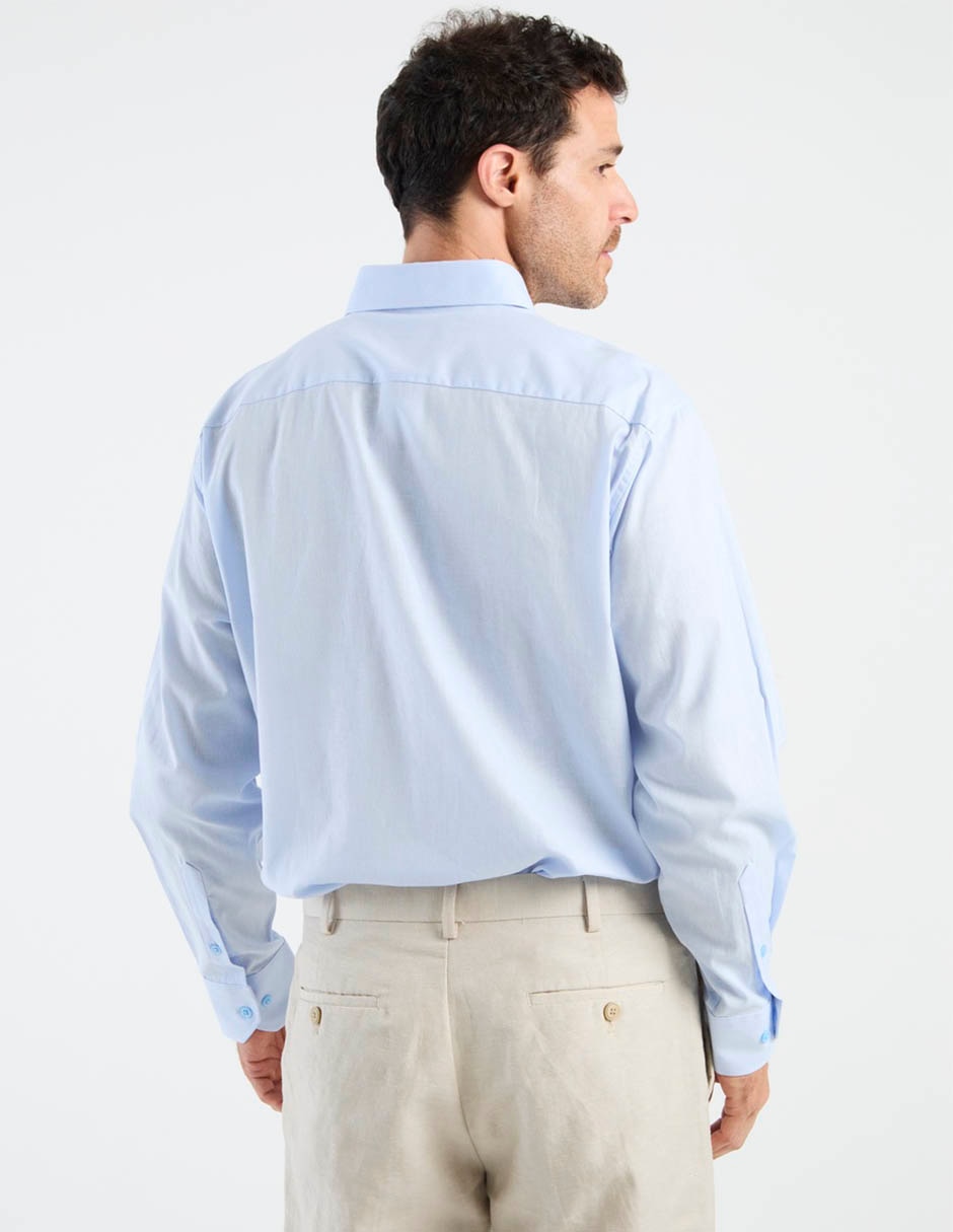 Camisa casual de algodón y lino manga larga para hombre 6