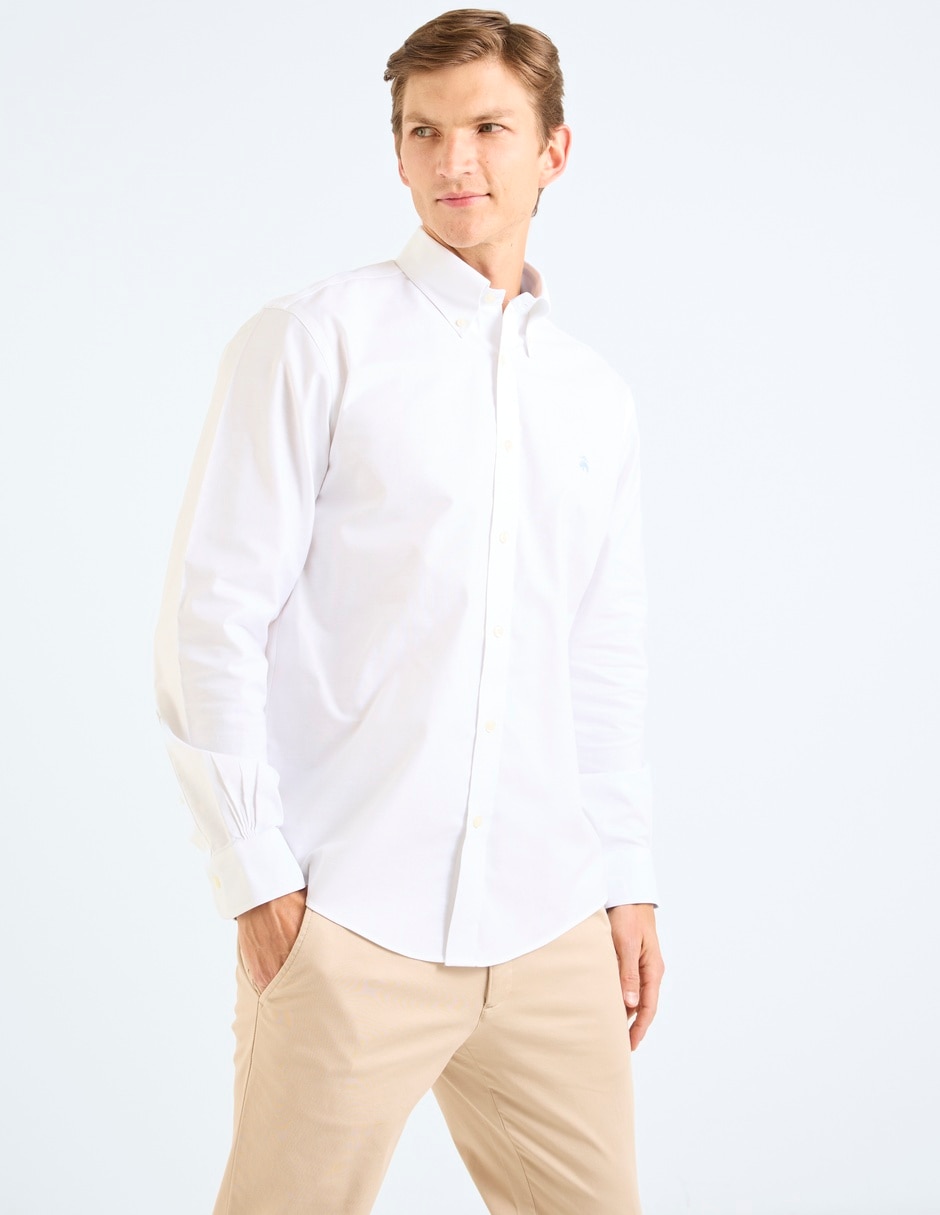 Camisa casual de algodón manga larga para hombre