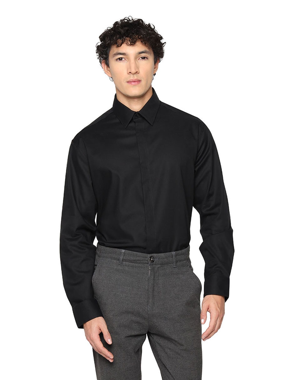 Camisa de vestir de algodón manga larga para hombre Camisa de vestir de algodón manga larga para hombre