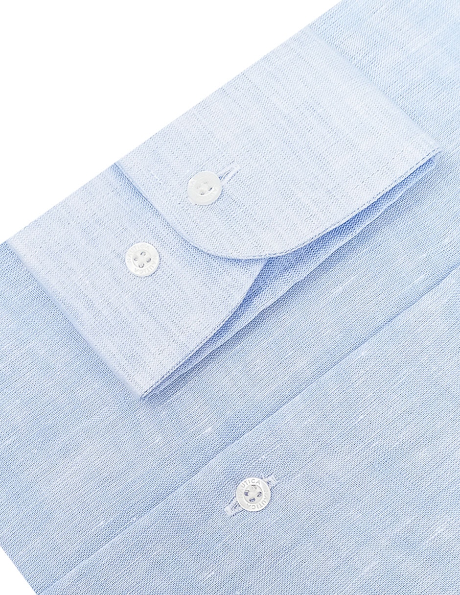 Camisa de vestir de lino manga larga para hombre 4