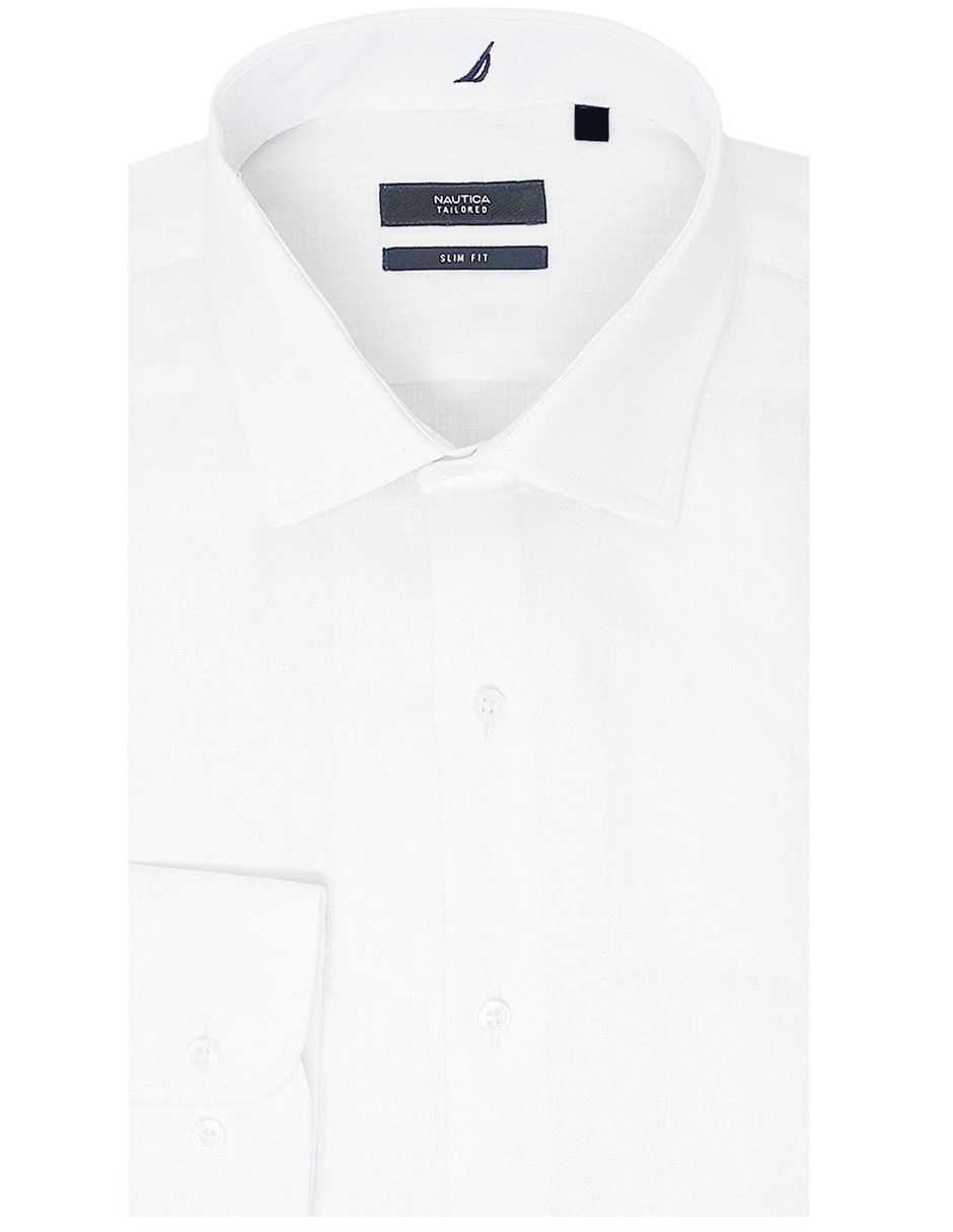 Camisa de vestir de lino manga larga para hombre