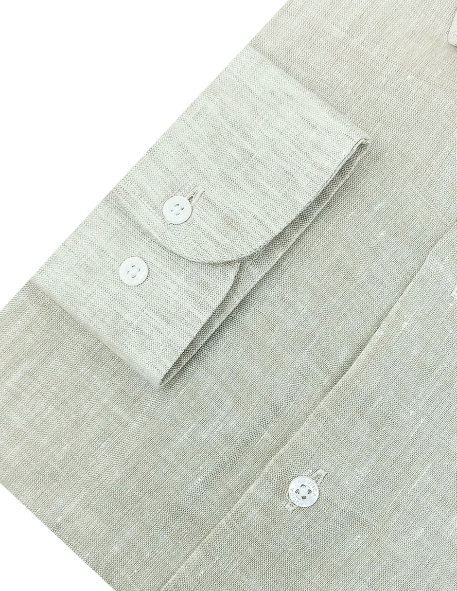 Camisa de vestir de lino manga larga para hombre 4