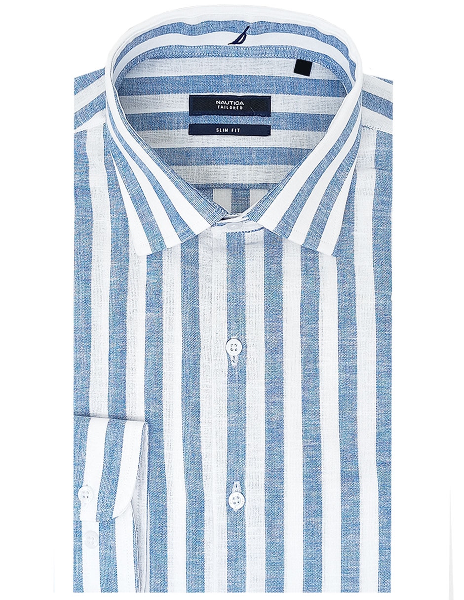 Camisa de vestir de algodón manga larga para hombre