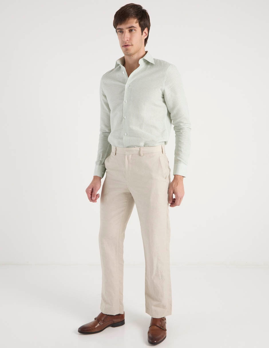 Camisa de vestir de lino manga larga para hombre 3