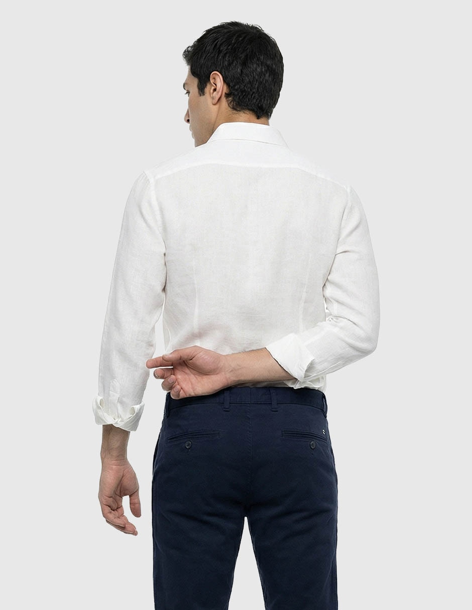 Camisa de vestir de lino manga larga para hombre 2