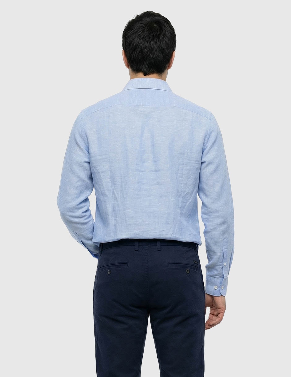 Camisa de vestir de lino manga larga para hombre 3