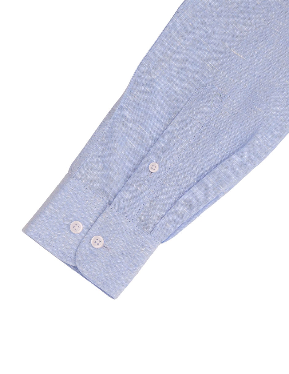 Camisa de vestir de lino manga larga para hombre 5