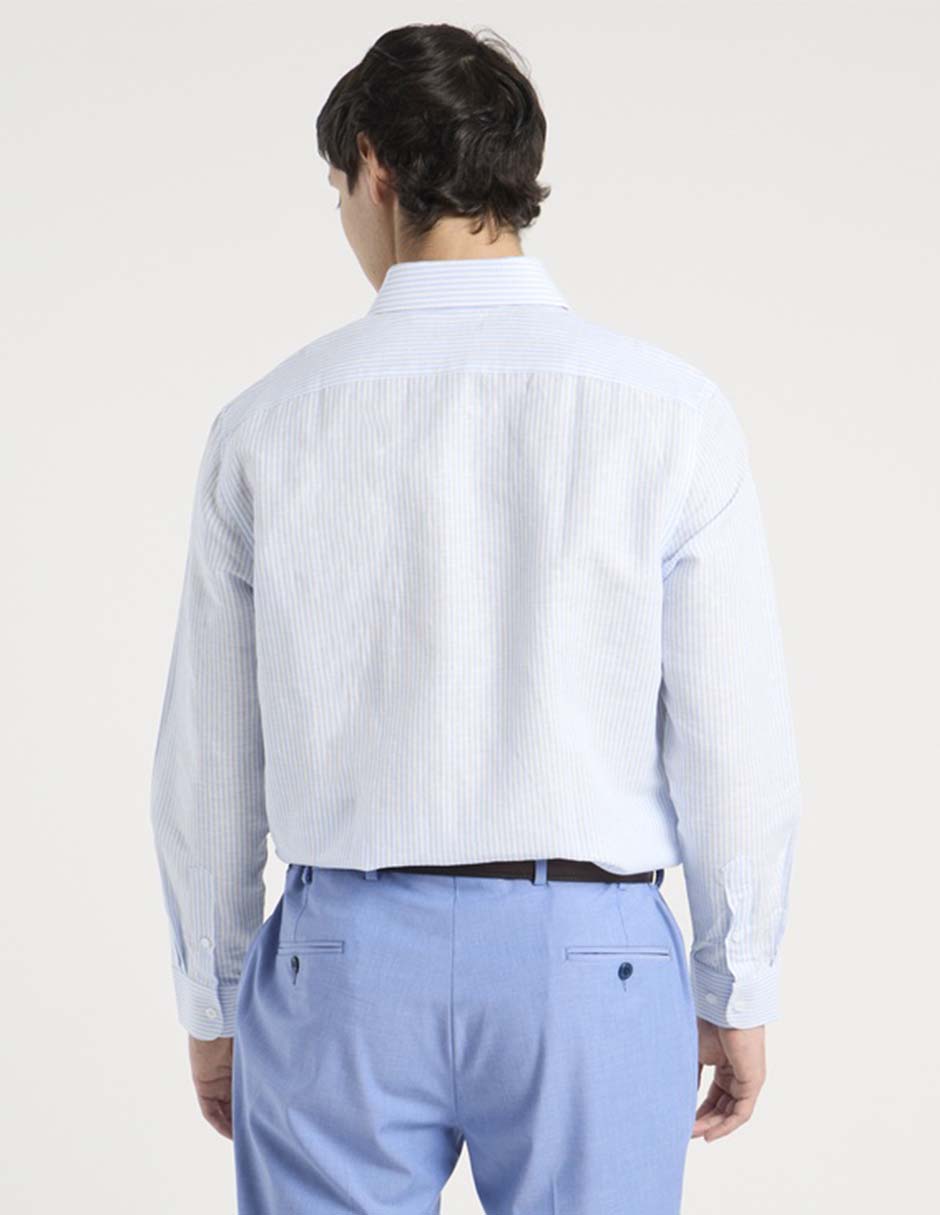 Camisa de vestir de lino manga larga para hombre 5