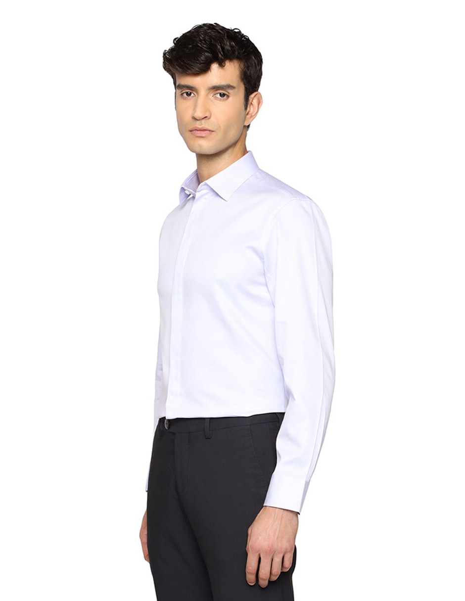 Camisa formal de algodón manga larga para hombre